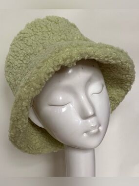Pastel Green Fuzzy Sherpa Bucket Hat